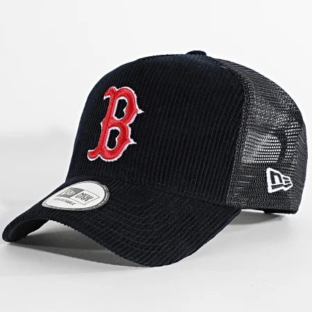 Casquette Trucker Boston Red Sox - Velours Noir - Logo Brodé