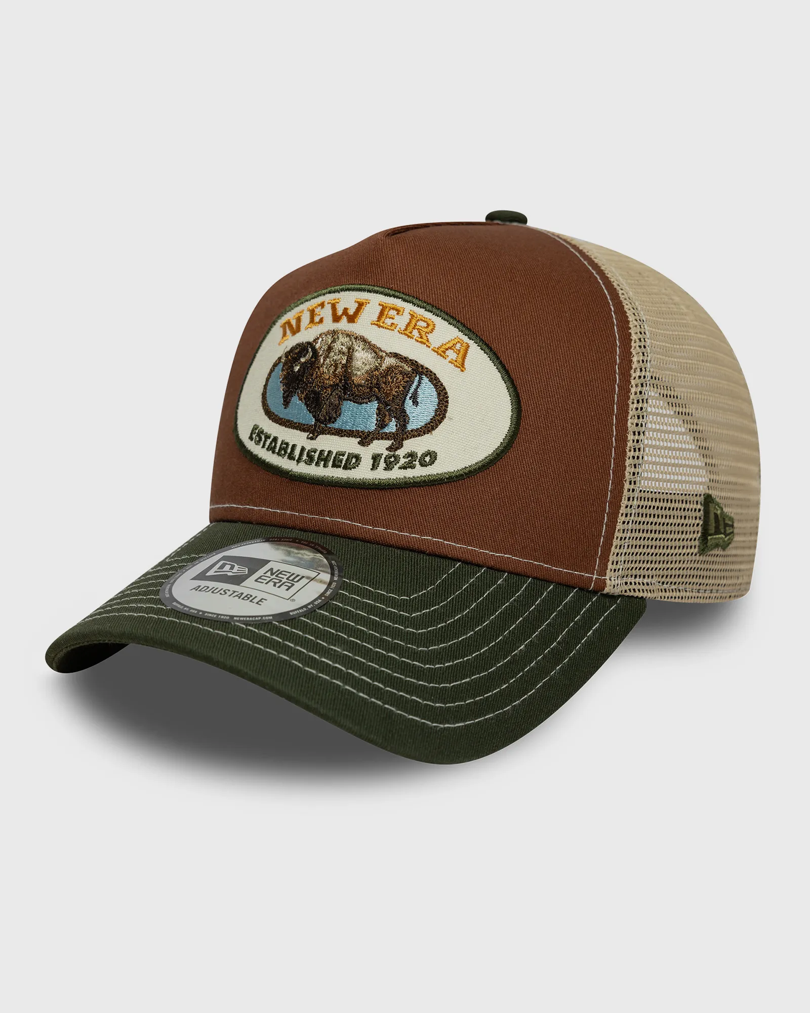Casquette Trucker New Era Motif Bison - Vert Colvert