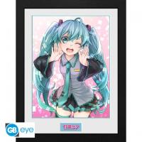 Tirage encadré Hatsune Miku - Clin d'œil Vocaloid - Illustration Kawaii - 30 x 40 cm