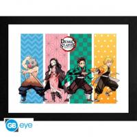 Tirage encadré Demon Slayer - Groupe Tanjiro, Nezuko, Zenitsu & Inosuke - 30 x 40 cm