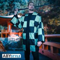 Veste Haori Tanjiro Kamado - Demon Slayer (Kimetsu no Yaiba) - Motif Damier Vert et Noir
