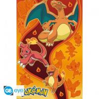 Poster Pokémon - Évolution de Dracaufeu (Salamèche & Reptincel) - Format Maxi 91,5 x 61 cm