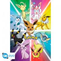 Poster Pokémon - Évoli & ses Évolutions (Eeveelutions) - Format Debout Maxi 91,5 x 61 cm
