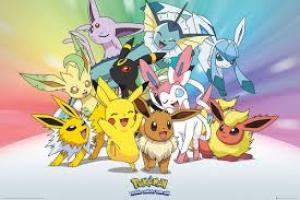 Poster Pokémon - Évoli & ses Évolutions (Eeveelutions) - Format couché Maxi 91,5 x 61 cm